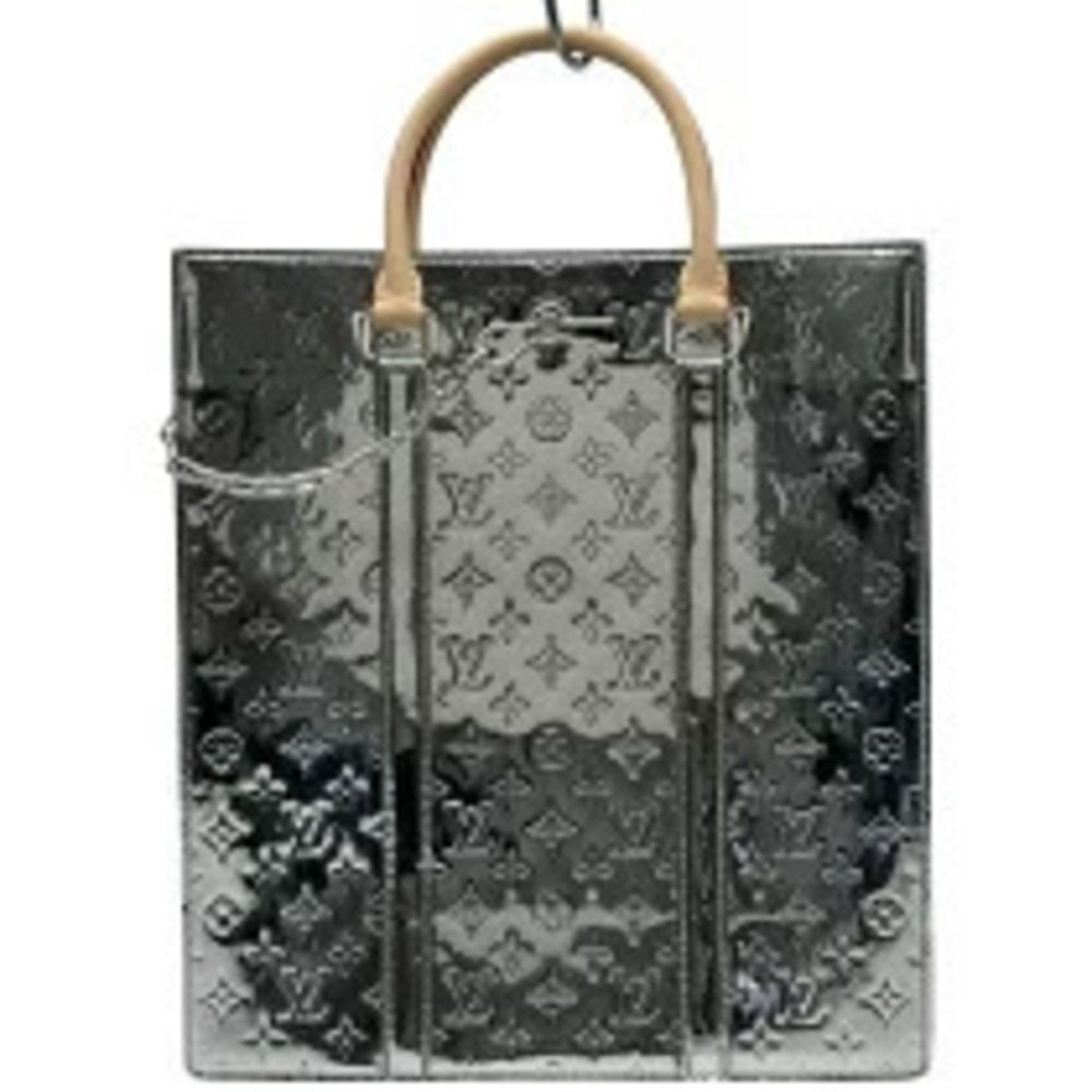 Louis Vuitton Sac Plat Monogram Mirror Tote Bag Canvas Leather Silver